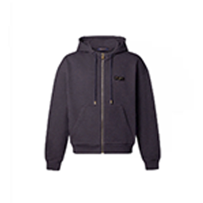 lv louis vuitton woven label full zip hooded sweatshirt